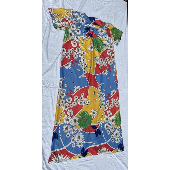 Vintage Mumu Robe Nightgown House Coat Disco 70s Grannycore Floral Womens - Picture 13 of 13